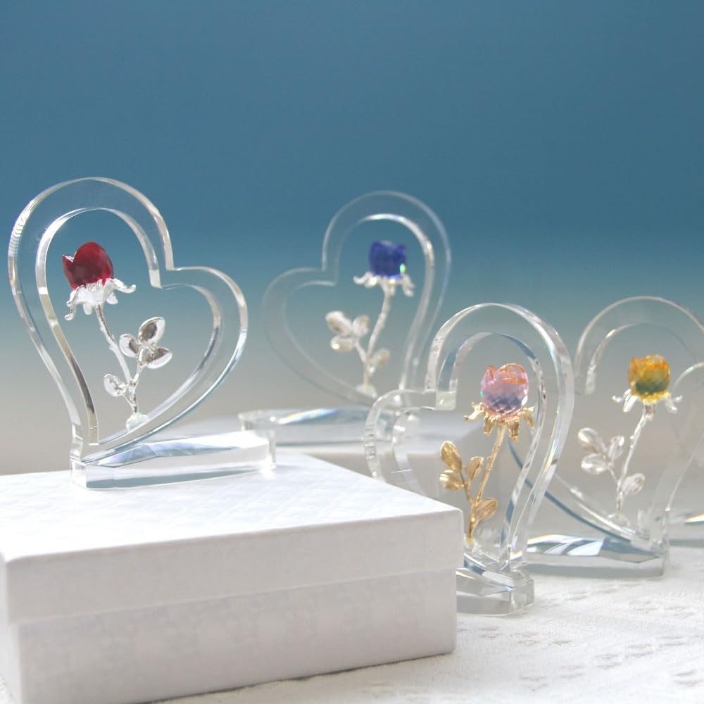 水晶 石英造花 ハート型 ローズ 薔薇 さくら色 照明ランプ 石英飾り付け 枯れない花 室内装飾 お部屋飾り付け 水晶花立て 澄み切った花 お花 意中の女 妻 母への差し上げ物 一緒になるお祝い バレンタインデー 生まれ落ちる日 一緒になる不死化日 お上さん (パープル) 生活雑貨-日用品雑貨・文房具・手芸