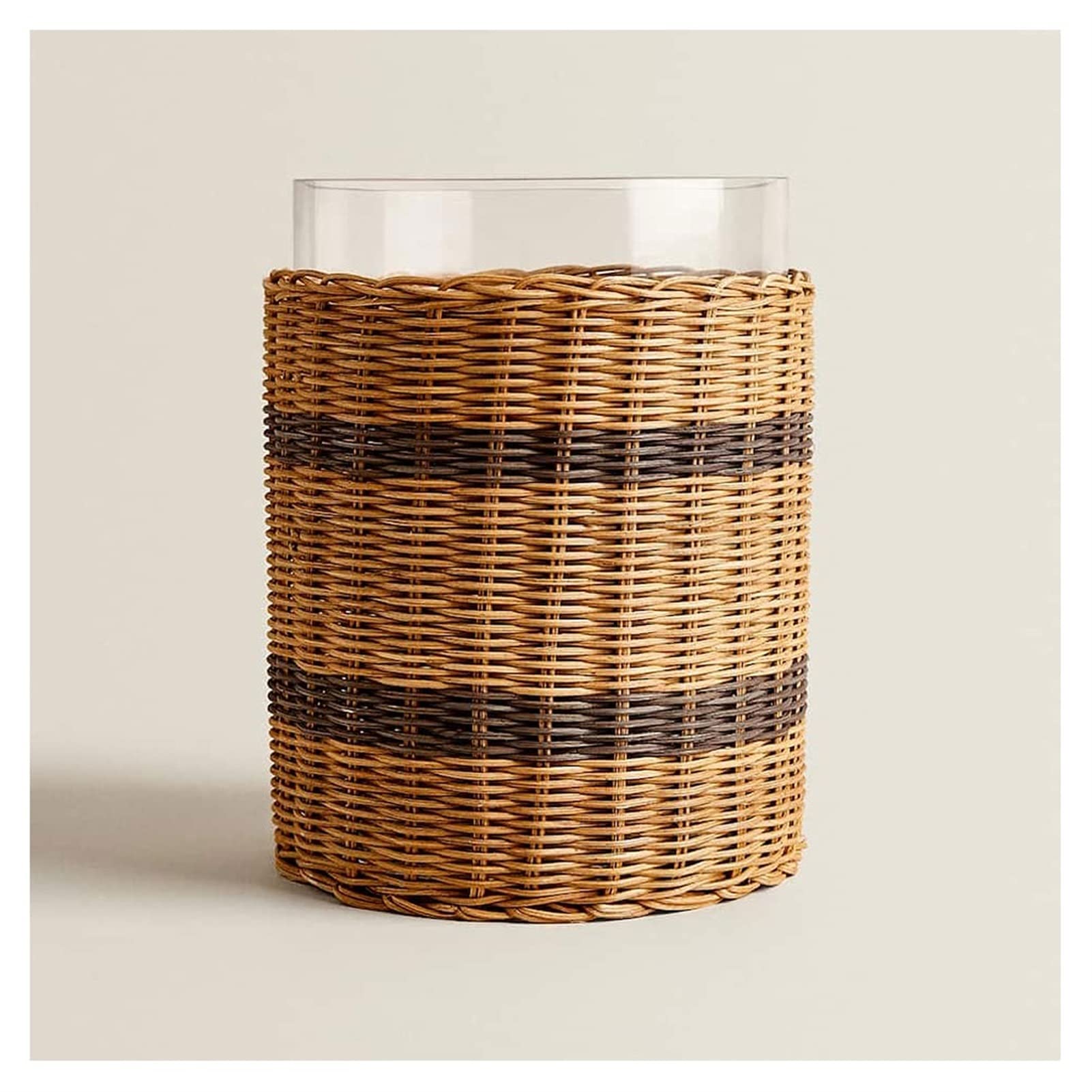 ラタン調 編み込み アイスペール 硝子肌付き 2層社会システム 内燃機関井戸釣瓶 氷入れ 卓上 花立て 御花軍事基地 三鞭酒冷房装置 15.8cm×20糎 今めかしい 自然的 今めかしい 和今めかしい 御厨子所 雑貨 室内装飾 飲食店 喫茶店