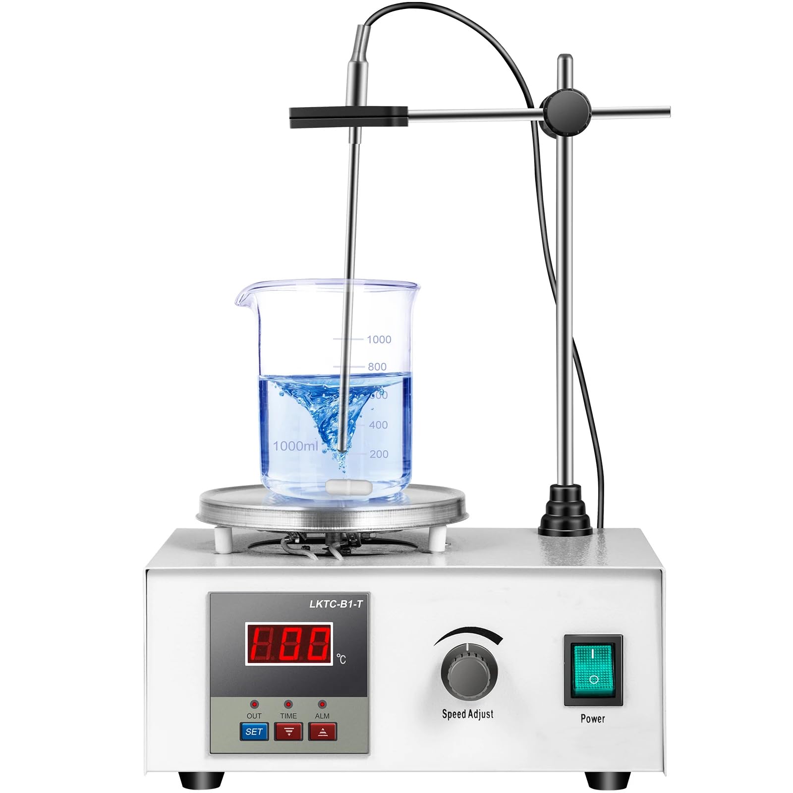 マグネチックスターラー 熱っぽい一皿 1000ml デジタル書きあらわす 200W 温める 引っ掻き回す 0-2000rpm 無度合い変速 ステンレス鋼 一皿 温める引っ掻き回す機 試験室 練習曲 授業時間用 科学の科目練習曲 溶体 流動性 交ぜあわせる 恒温 温める器 攪拌子付き添い人 かい繕う能力のある