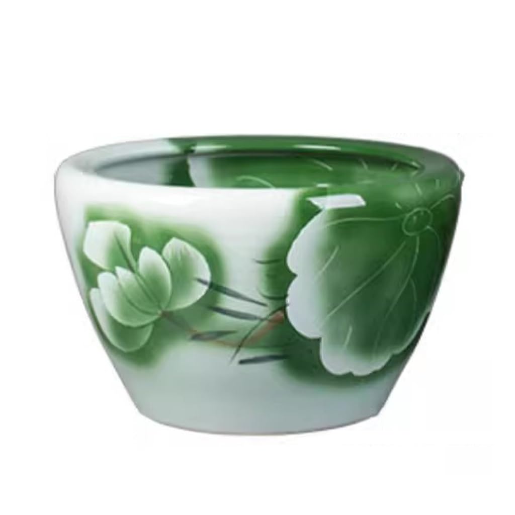 【大型 62糎】 スイレン鉢 瀬戸もの 蓮柄 水鉢 金魚鉢 メダカ鉢 ビオトープ 今めかしい 和風 園芸 ガーデニング 庭 縁側 観葉草木