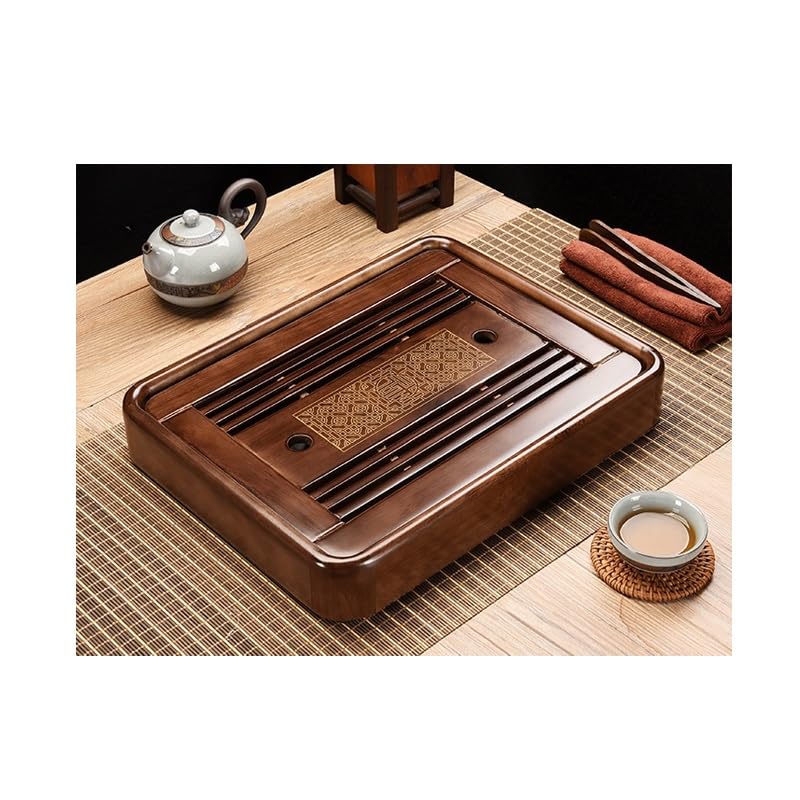 茶盤 木製 中国茶器 トレー 貯水式 排水式 両用 ティーボード 天然木 無垢材 長方形 小型 シンプル モダン ティーセット 茶道具 接客 応接 来客 おしゃれ コンパクト 高級感 和風 アジアン お茶 烏龍茶 功夫茶 テーブルウェア キ｜ハッピージョイフルマーケット