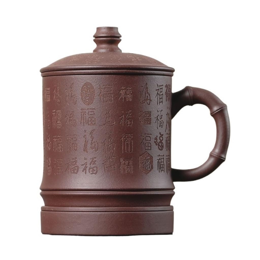紫砂 ティーマグカップ 蓋付き 茶こし付き 650ml 大容量 竹節ハンドル 宜興 紫砂壺 中国茶 ティーカップ 陶器 マグカップ 茶器 オフィス 勉強 贈り物 父の日 プレゼント 敬老の日 ギフト｜ハッピージョイフルマーケット 10,057円