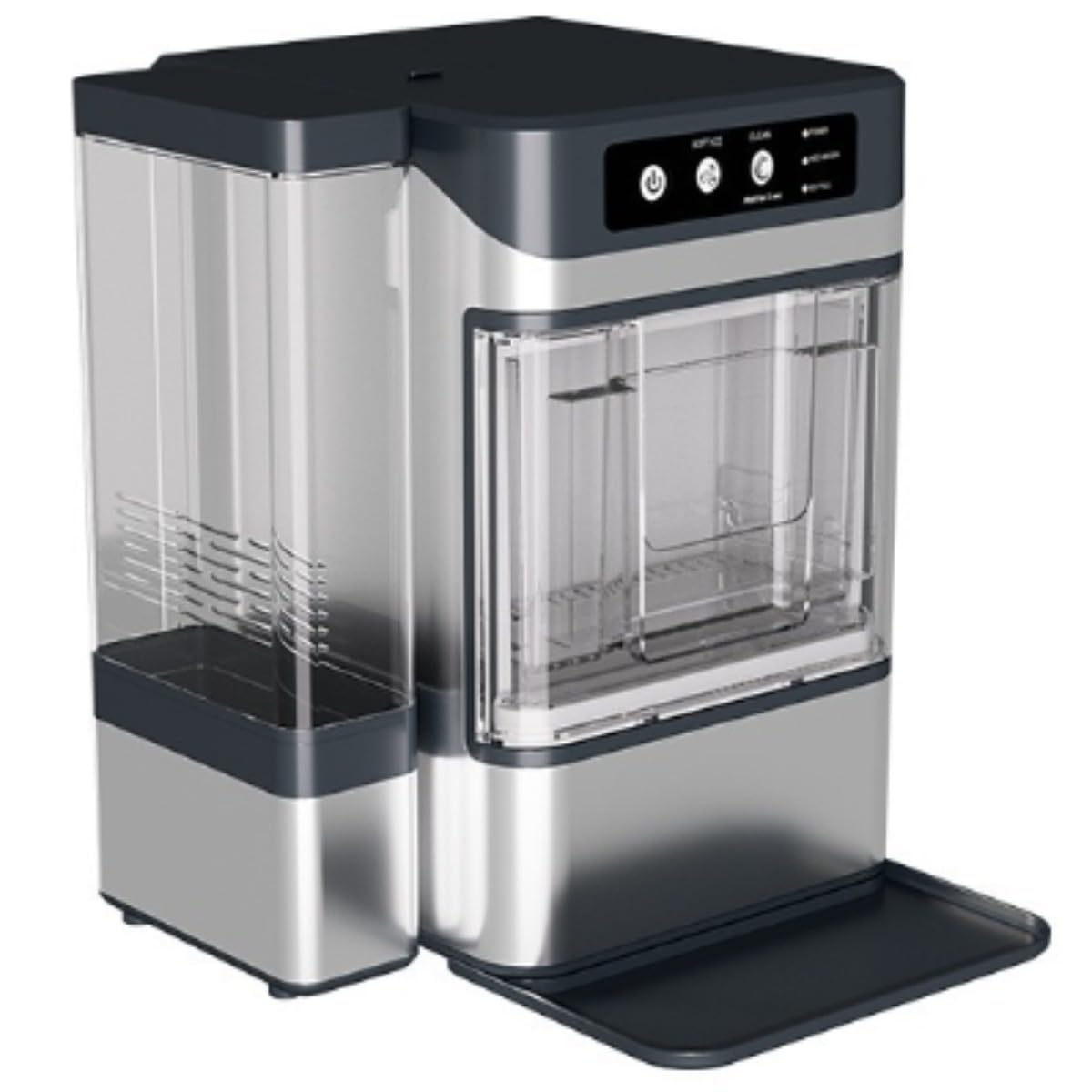 製氷機 家庭用 業務用 卓上 高速製氷機 ナゲットアイス ソフトアイス 17kg/日 大容量 3L補助水タンク付き 自動洗浄機能 透明窓 ステンレス製 氷 貯蔵1.2kg 飲食店 オフィス おうちカフェ コンパクト シルバー｜ハッピージョイフルマーケット