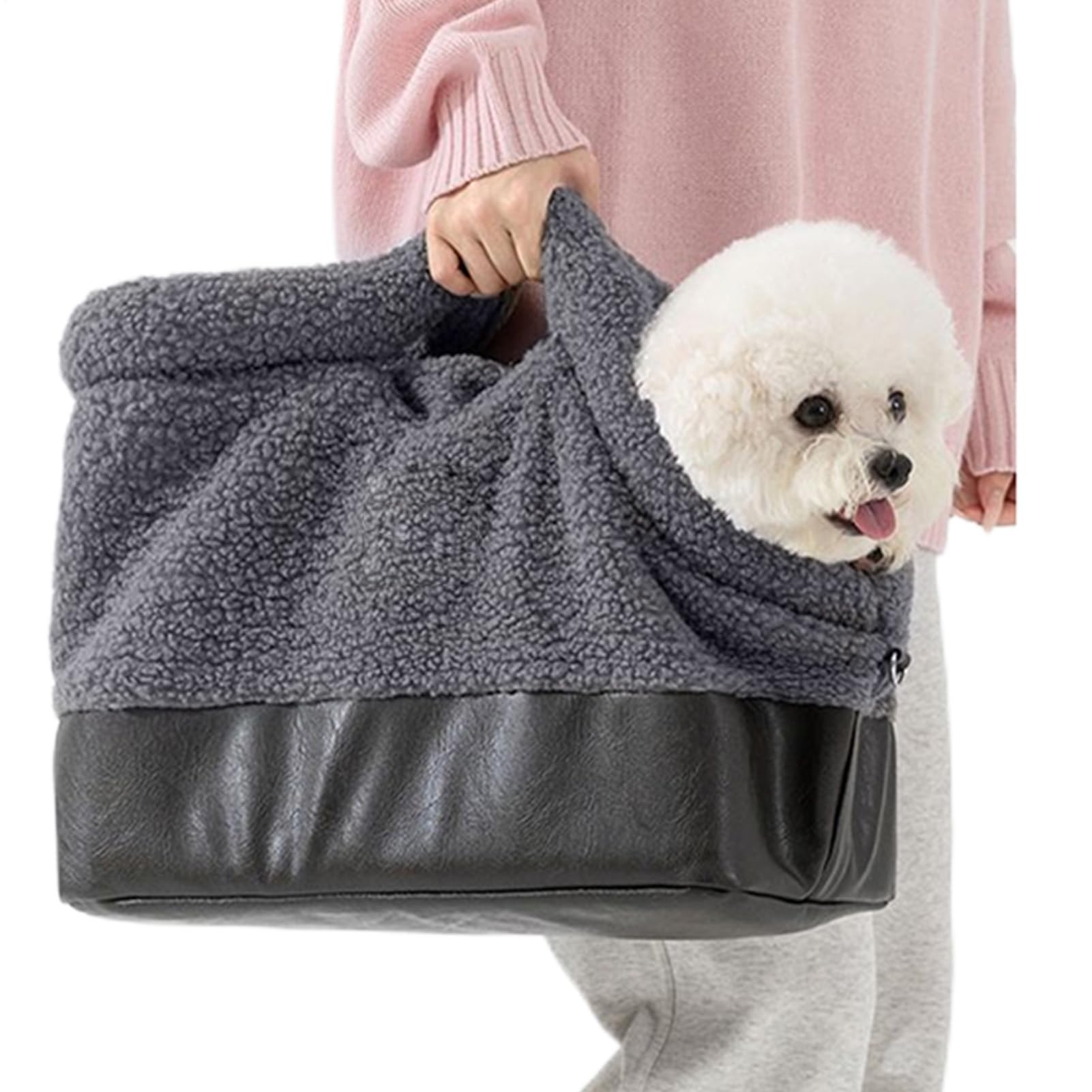 愛玩動物用 キャリーバッグ ショルダーバッグ ボア原料品 いだき締める紐 小型犬 猫 うさぎ おほっつき歩く 通院 お出かけ 旅する 防寒 軽さ 2WAY 愛玩動物御徒面子 曲がった掛け 折りたたみ 安全性のあるバックル付き添い人