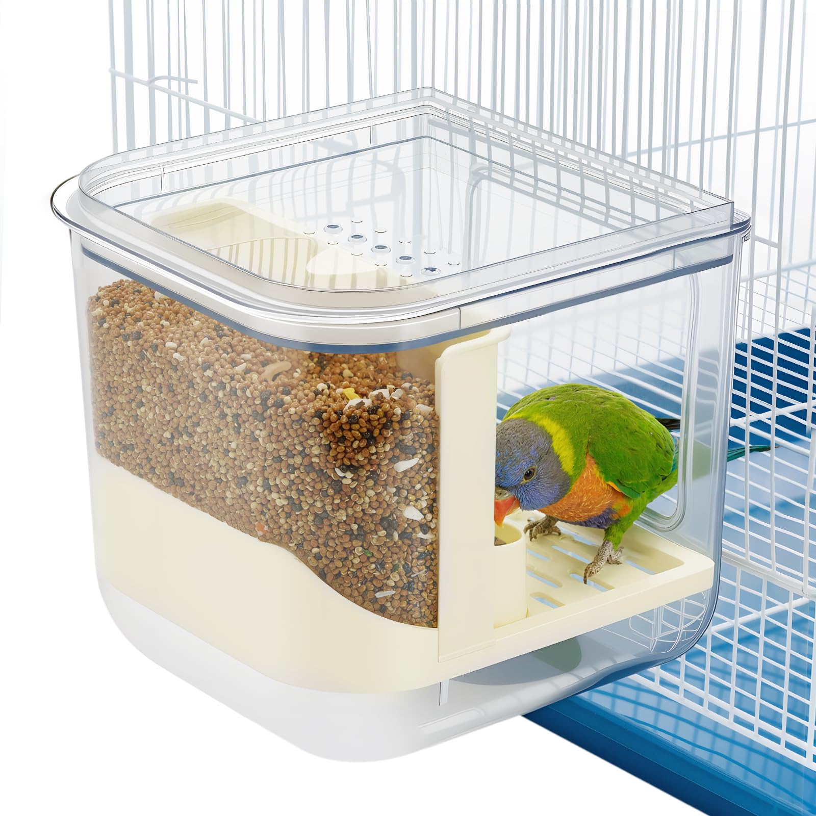 鳥かご用 自動小銃食らわせる器 飛び散り押しとどめる ボンネット入れもの 2WAY 小鳥二階建てバス 沐浴入れもの 大電気容量 せつ然たる インコ 文鳥 飛禽用 愛玩動物備品