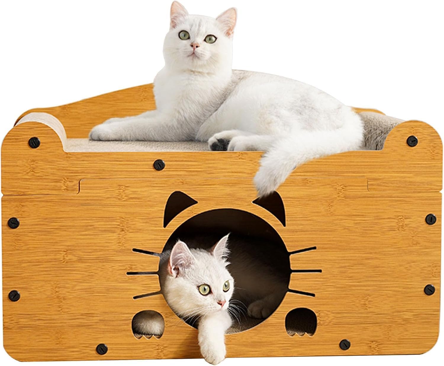 大型 猫 爪研ぎ 段ボール、キャットハウス、キャットソファ 3--1多機能 木製 大きいサイズの二重層 猫 爪とぎ 猫 ダンボール 耐久性 高密度 四季対応 家具傷防止 運動不足改善 ストレス解消 両面使用可能 猫 おもちゃ ()｜ハッピージョイフルマーケット