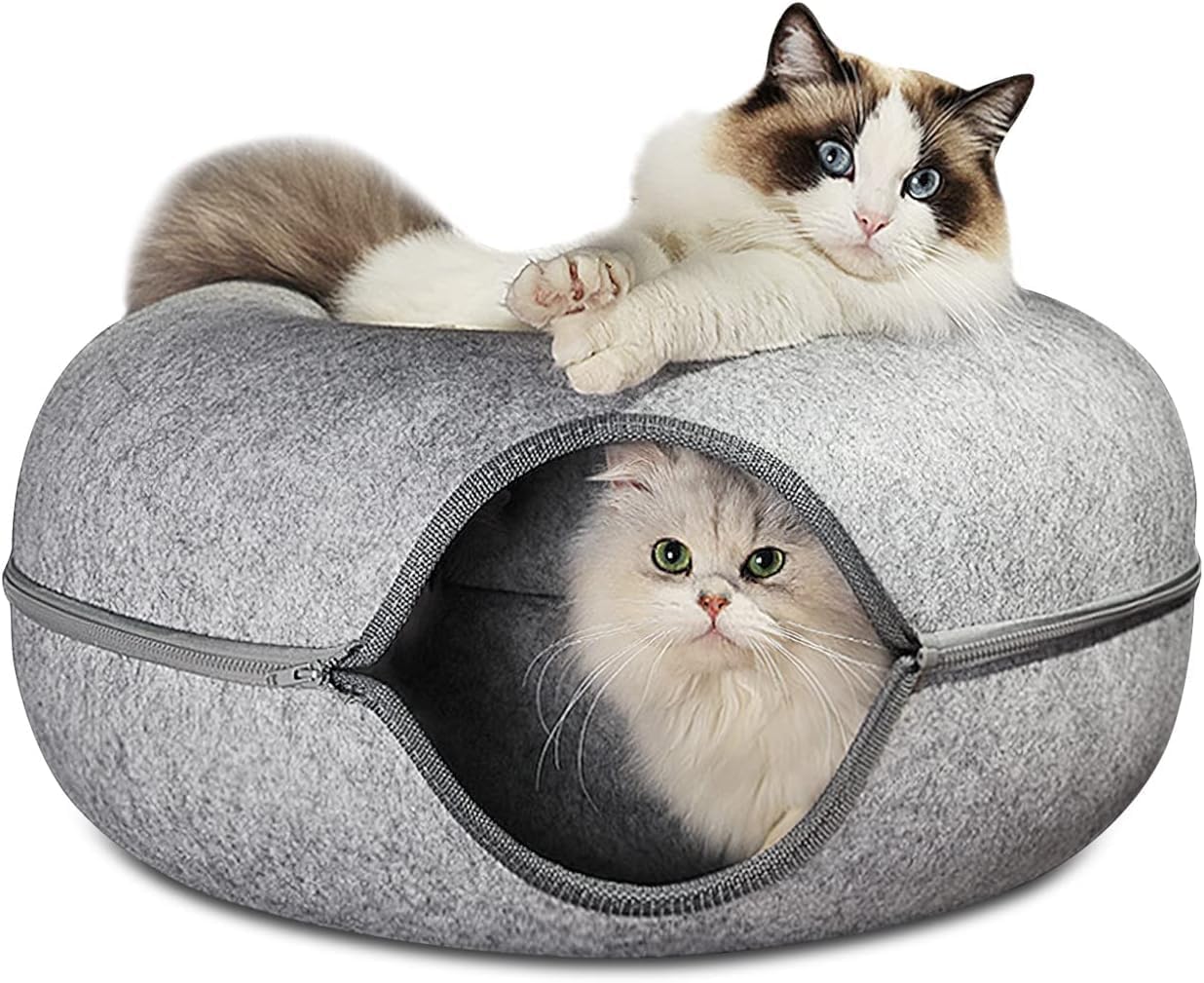 猫用ベッド ドーナツキャットトンネル 取り外して洗える猫用ベッ 小型犬に適したベッド 屋内用猫トンネル (ライトグレー,)｜ハッピージョイフルマーケット 8,042円