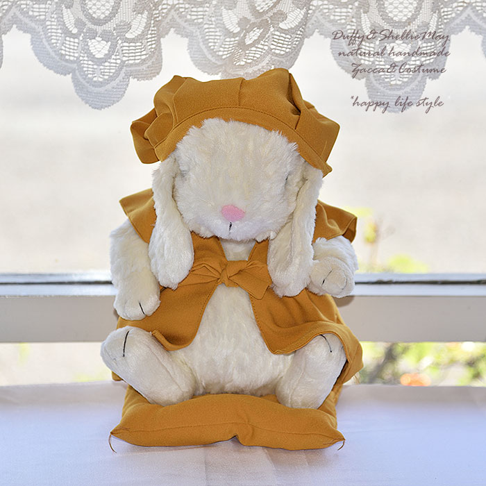 【名入れOK】【ぬいぐるみセット】白いうさぎ Sサイズ★米寿祝いに!黄色ちゃんちゃんこ&帽子*bei-usagi-dollset-s|ハッピーライフスタイル