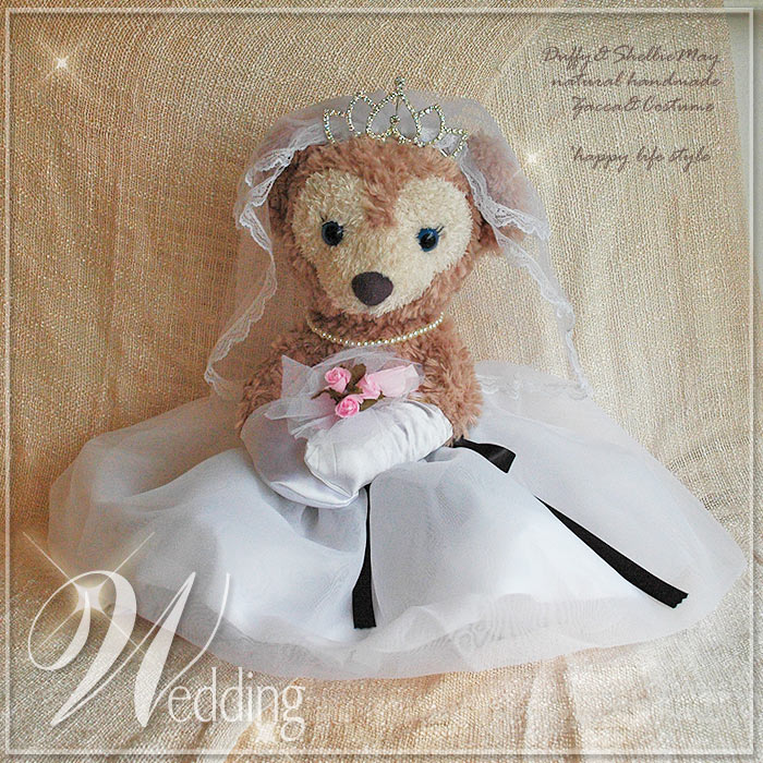 ダッフィー、シェリーメイウェディングコスチューム 名入れ靴付 刺繍 ダッフィー シェリーメイ ウエディング コスチューム