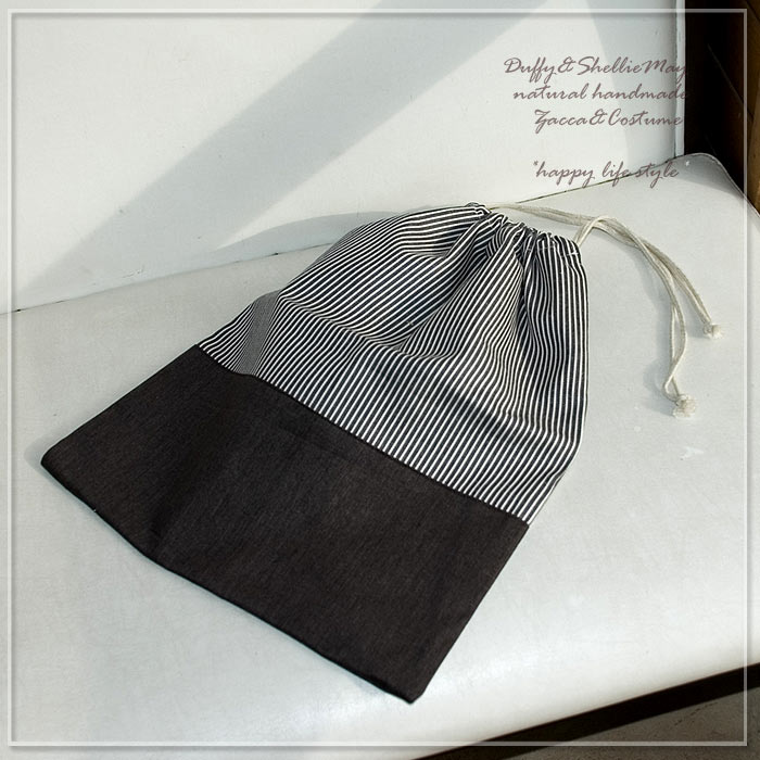 楽天市場】入園・入学準備に！ハンドメイドの巾着袋(ボーダーデニム