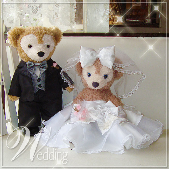 超特価激安 ぬいぐるみ別売 ダッフィー ウエディング コスチューム グッズ ウエルカムベア シェリーメイ Sサイズ 43cm ウエディングドレス 12ｘ タキシード 黒 14i ペアセット Wd28 100 本物保証 503 Sv