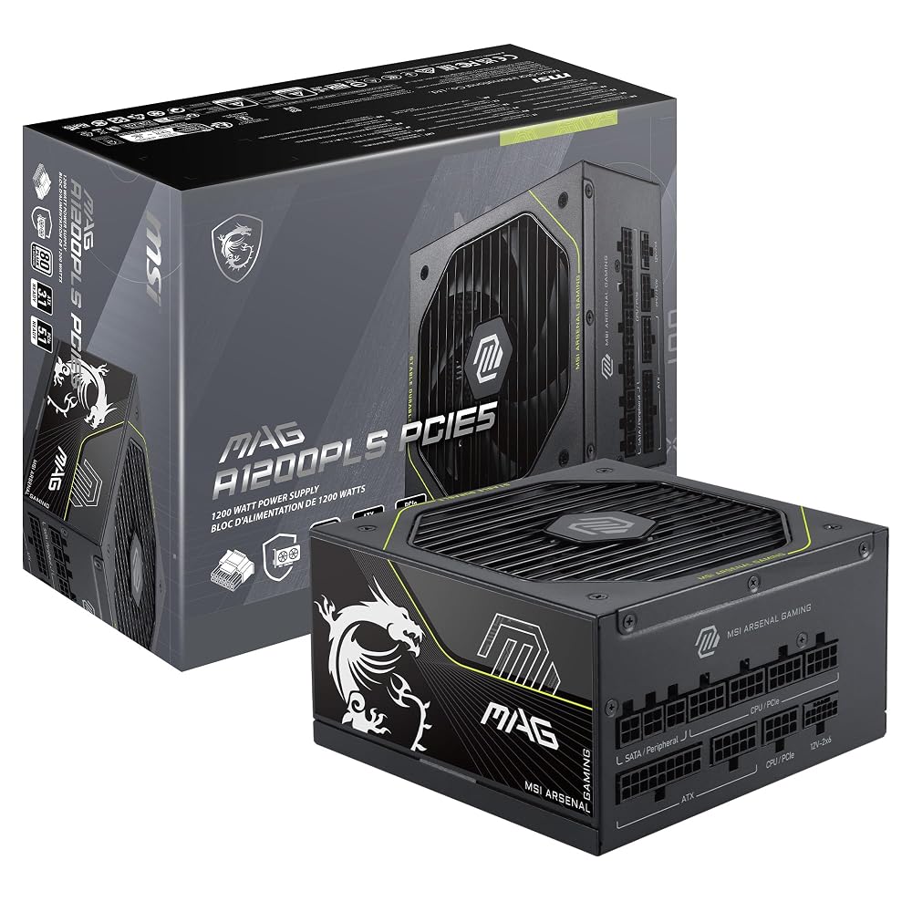 MSI MAG A1200PLS PCIE5 フルモジュラーゲーミング1200W電源 80+プラチナ ATX 3.1 & PCIe 5.1｜ハッピーライフスタイルショップ 37,159円