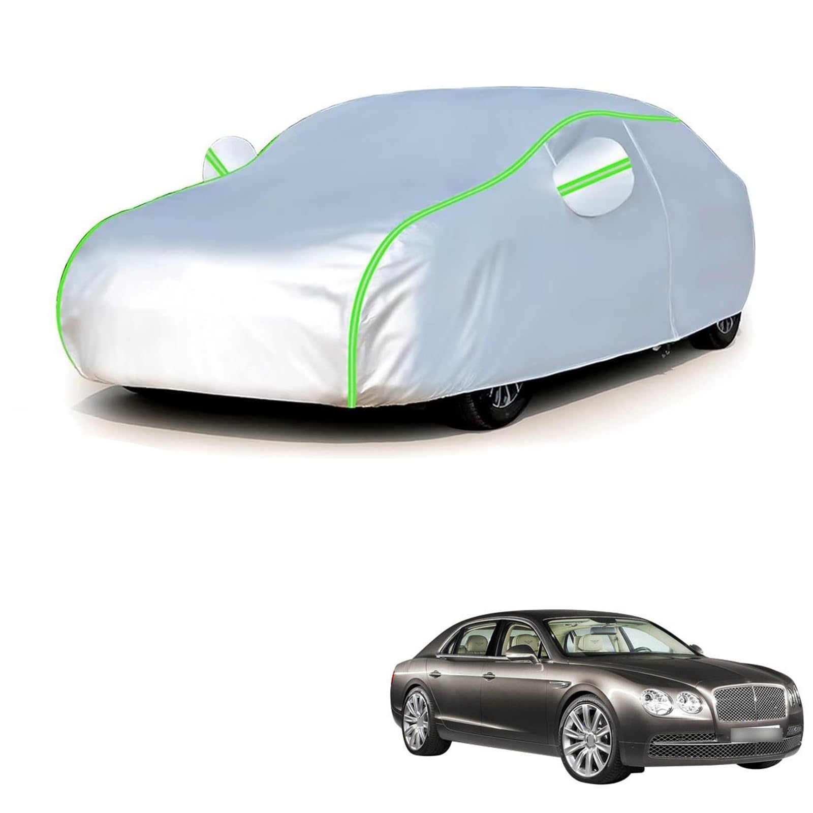 ベントレー フライングスパー 2013年6月～2019年11月 専用 全天候対応自動車カバー 紫外線防止 雨対策 防風 防水 傷防止 反射ストリップ 収納袋 保護カバー｜ハッピーラッキーショップ