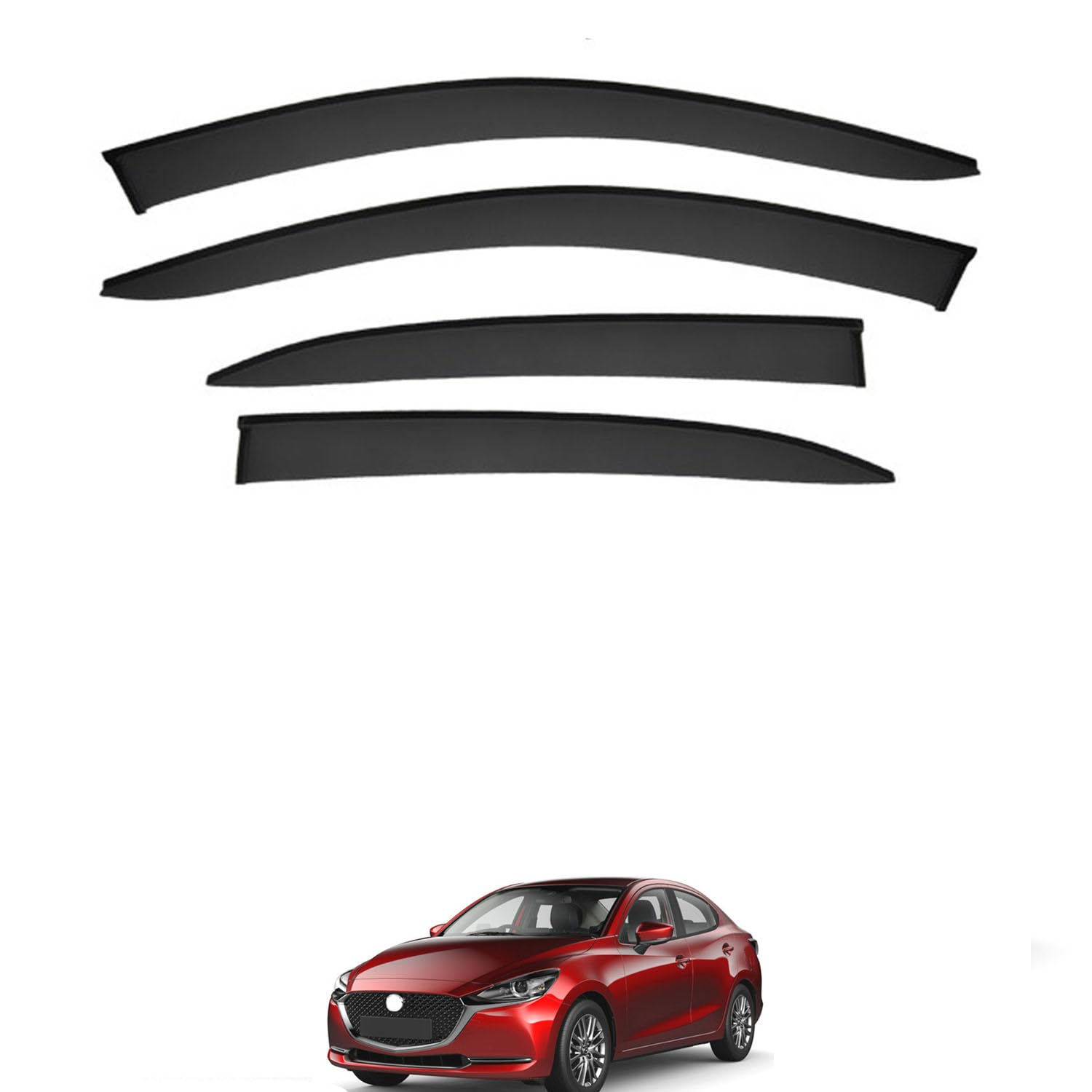 に適用 マツダ MAZDA2 セダン DJ/DL 2015+ 専用 ドアバイザー 車用レインガード 厳選アクリル製 防雨性 風切り音軽減 カスタムカーパーツ サイドバイザーセット 日よけ対策 通年使用 車外装備品 傷防止 簡単装着 視界を遮らない 結露除去 雨天走行｜ハッピーラッキーショップ