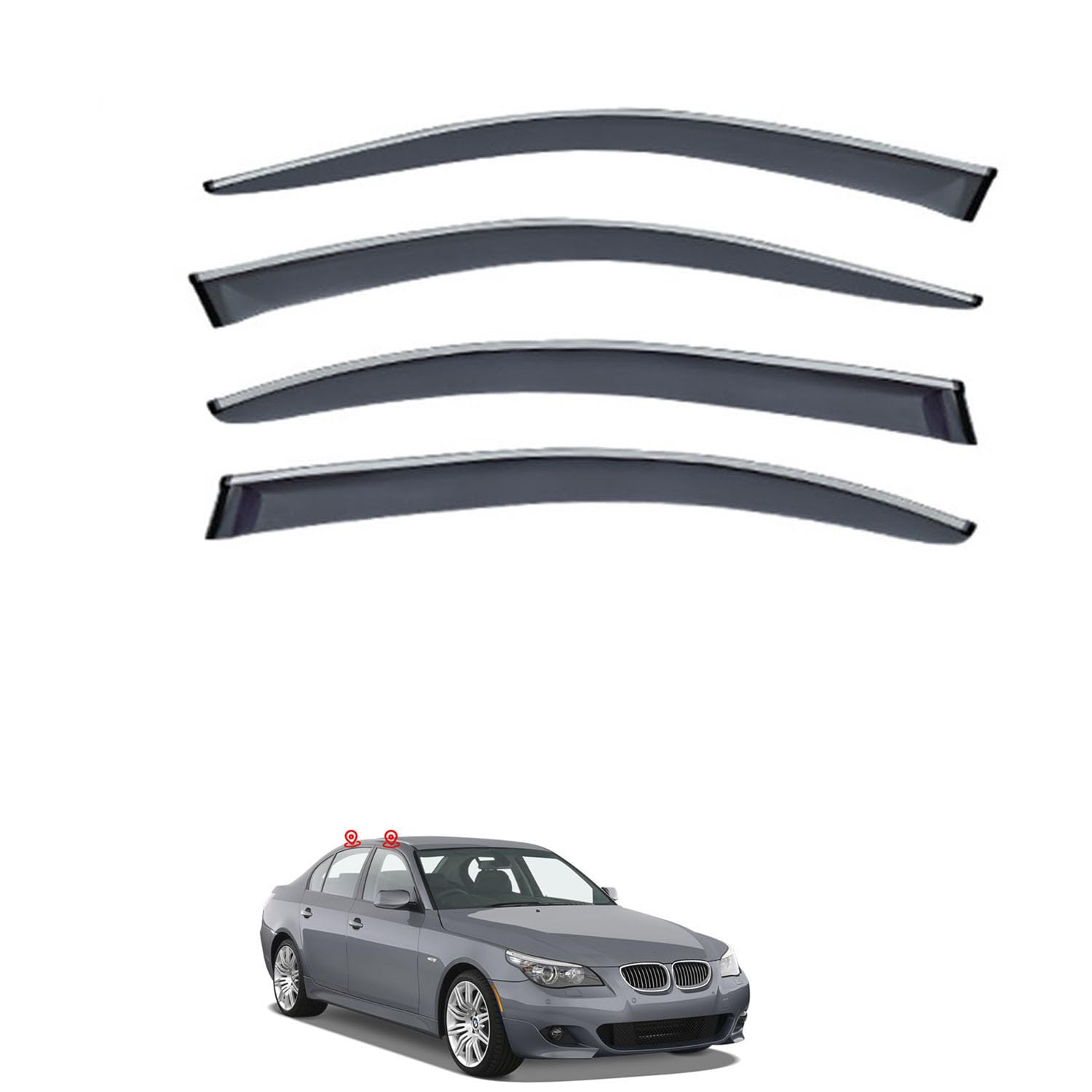 に適用 BMW 5シリーズ セダン E60 2004-2010 専用 ドアバイザー 車用レインガード 厳選アクリル製 防雨性 風切り音軽減 カスタムカーパーツ サイドバイザーセット 日よけ対策 通年使用 車外装備品 傷防止 簡単装着 視界を遮らない 結露除去 雨天走行｜ハッピーラッキーショップ