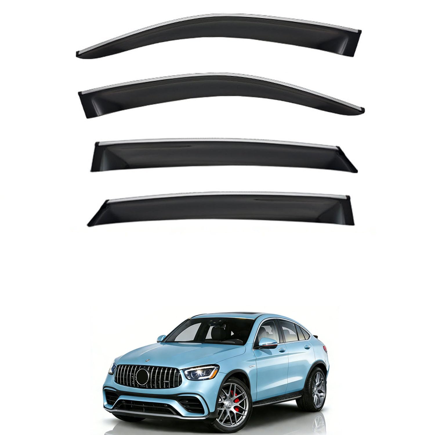 に適用 ベンツ GLC クーペ C253 2016-2021 専用 ドアバイザー 車用レインガード 厳選アクリル製 防雨性 風切り音軽減 カスタムカーパーツ サイドバイザーセット 日よけ対策 通年使用 車外装備品 傷防止 簡単装着 視界を遮らない 結露除去 雨天走行|ハッピーラッキーショップ