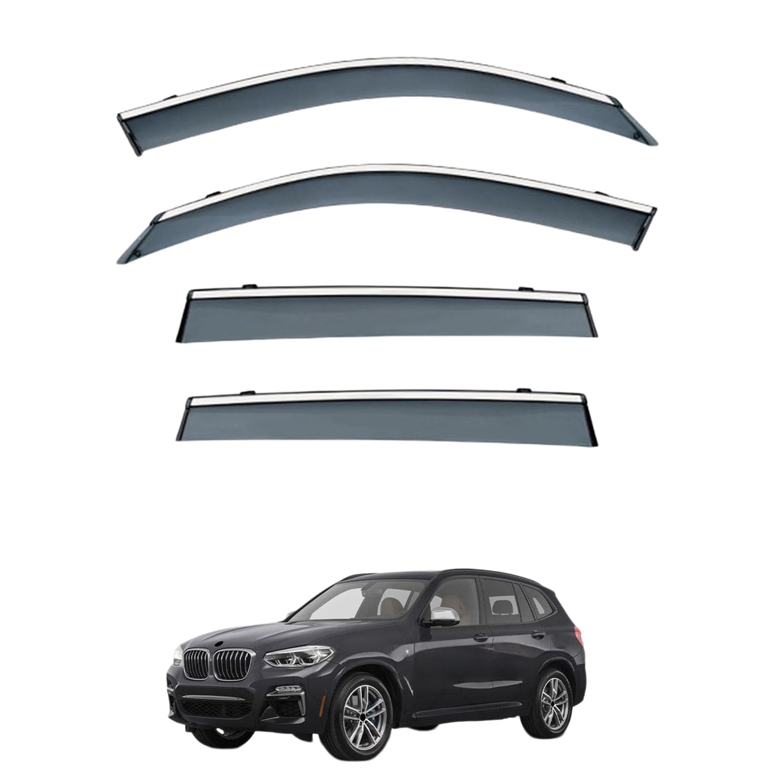 に適用 BMW X3 G01 2018-2024 専用 ドアバイザー 車用レインガード 厳選アクリル製 防雨性 風切り音軽減 カスタムカーパーツ サイドバイザーセット 日よけ対策 通年使用 車外装備品 傷防止 簡単装着 視界を遮らない 結露除去 雨天走行｜ハッピーラッキーショップ