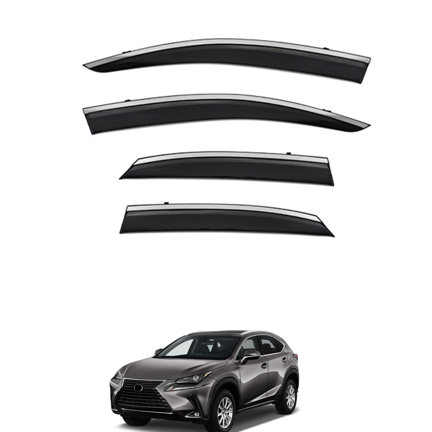 に適用 レクサス NX AZ10 2014-2021 専用 ドアバイザー 車用レインガード 厳選アクリル製 防雨性 風切り音軽減 カスタムカーパーツ サイドバイザーセット 日よけ対策 通年使用 車外装備品 傷防止 簡単装着 視界を遮らない 結露除去 雨天走行｜ハッピーラッキーショップ