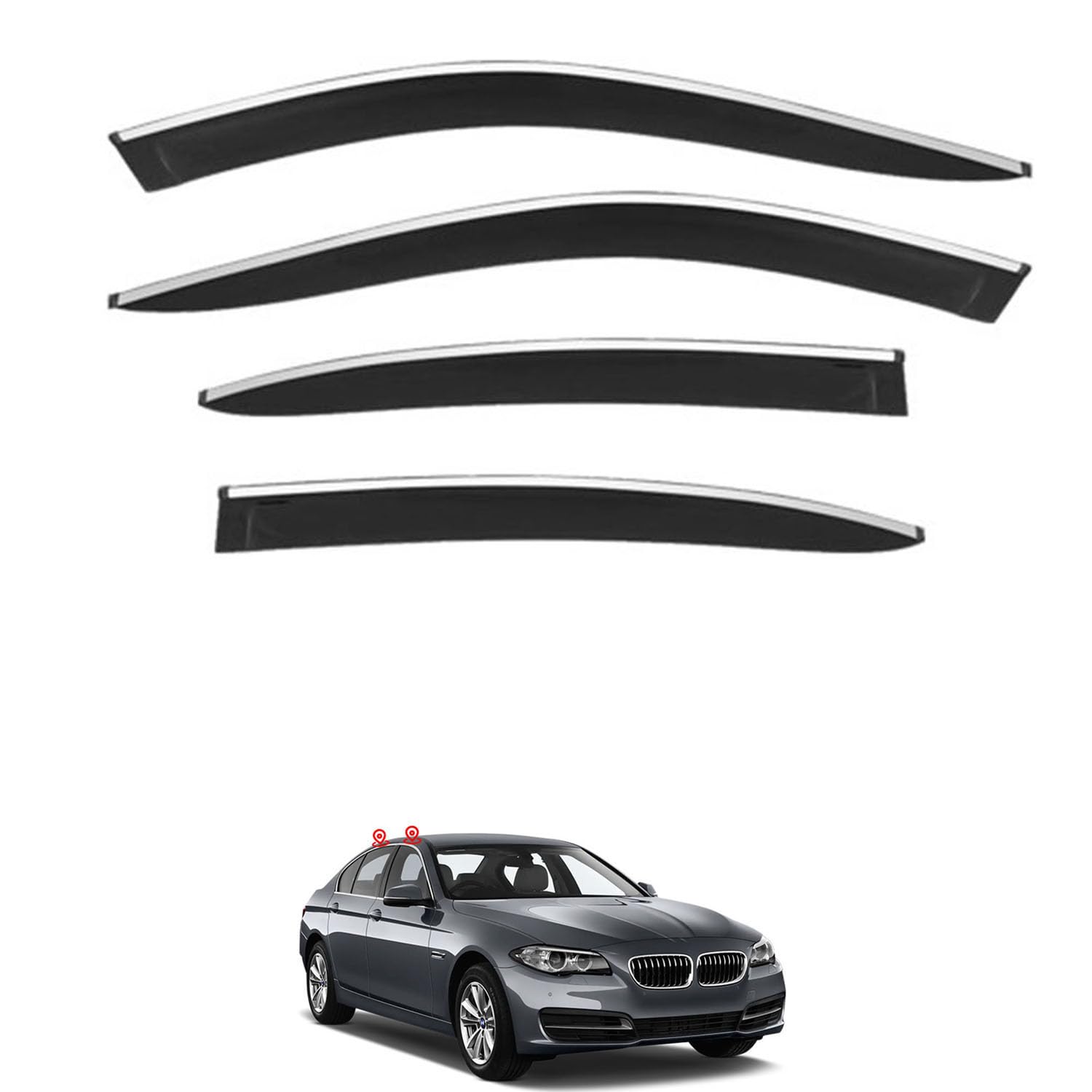 に適用 BMW 5シリーズ セダン F10 2011-2017 専用 ドアバイザー 車用レインガード 厳選アクリル製 防雨性 風切り音軽減 カスタムカーパーツ サイドバイザーセット 日よけ対策 通年使用 車外装備品 傷防止 簡単装着 視界を遮らない 結露除去 雨天走行|ハッピーラッキーショップ