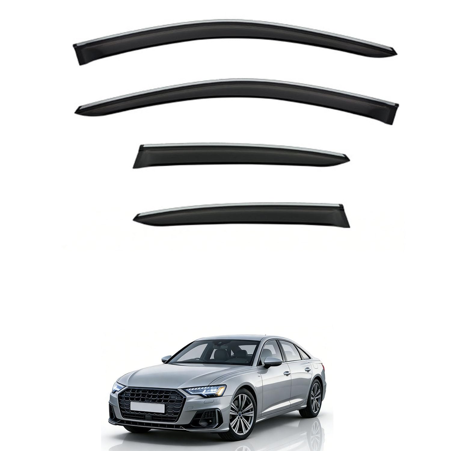 に適用 アウディ A6 セダン C8 2019+ 専用 ドアバイザー 車用レインガード 厳選アクリル製 防雨性 風切り音軽減 カスタムカーパーツ サイドバイザーセット 日よけ対策 通年使用 車外装備品 傷防止 簡単装着 視界を遮らない 結露除去 雨天走行|ハッピーラッキーショップ