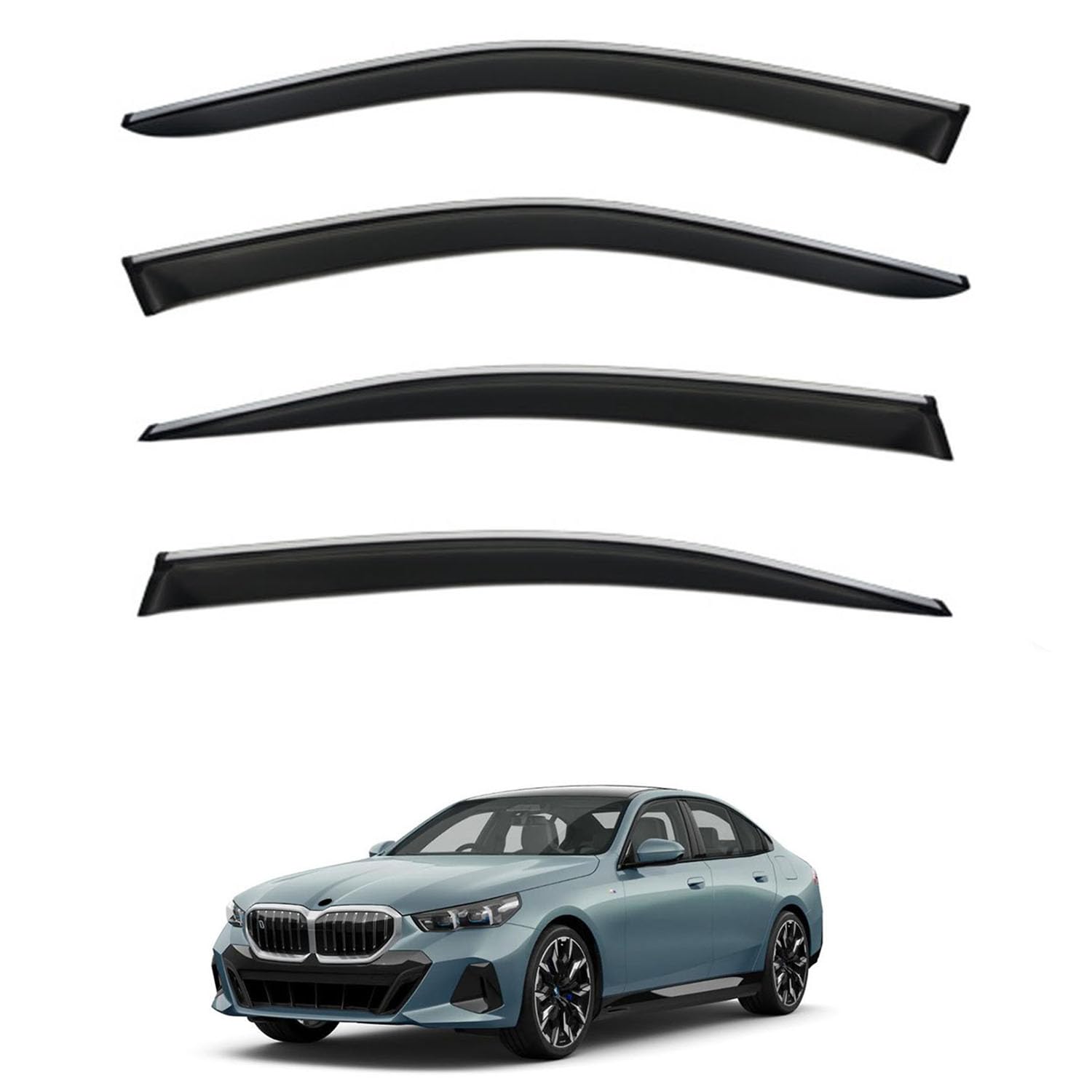 に適用 BMW i5 ショートボディ G60 2024+ 専用 ドアバイザー 車用レインガード 厳選アクリル製 防雨性 風切り音軽減 カスタムカーパーツ サイドバイザーセット 日よけ対策 通年使用 車外装備品 傷防止 簡単装着 視界を遮らない 結露除去 雨天走行｜ハッピーラッキーショップ