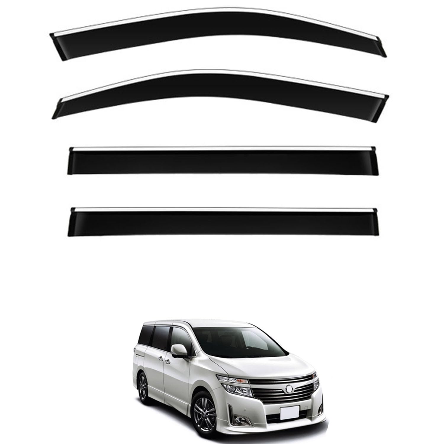 に適用 日産 エルグランド E52 2010-2023 専用 ドアバイザー 車用レインガード 厳選アクリル製 防雨性 風切り音軽減 カスタムカーパーツ サイドバイザーセット 日よけ対策 通年使用 車外装備品 傷防止 簡単装着 視界を遮らない 結露除去 雨天走行｜ハッピーラッキーショップ