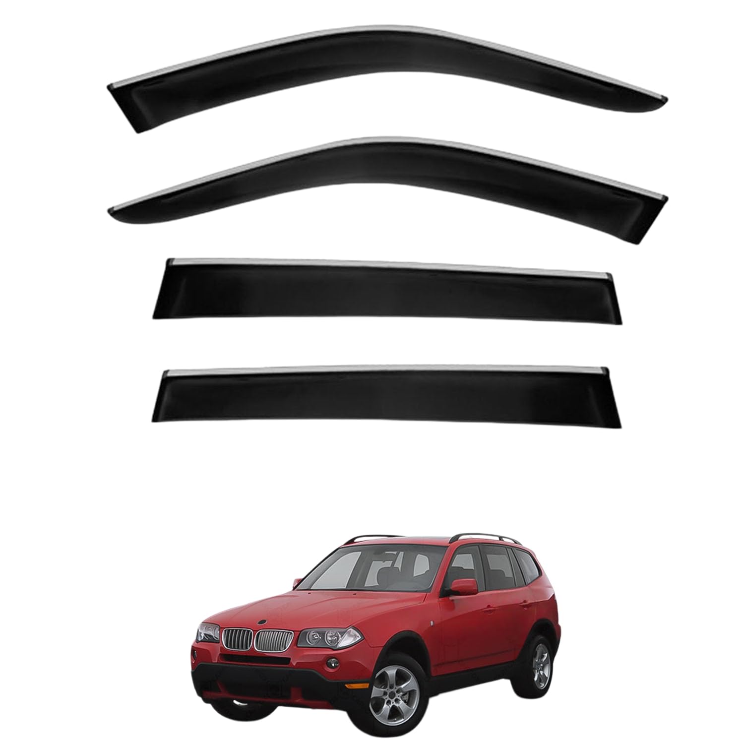 に適用 BMW X3 E83 2003-2009 専用 ドアバイザー 車用レインガード 厳選アクリル製 防雨性 風切り音軽減 カスタムカーパーツ サイドバイザーセット 日よけ対策 通年使用 車外装備品 傷防止 簡単装着 視界を遮らない 結露除去 雨天走行｜ハッピーラッキーショップ