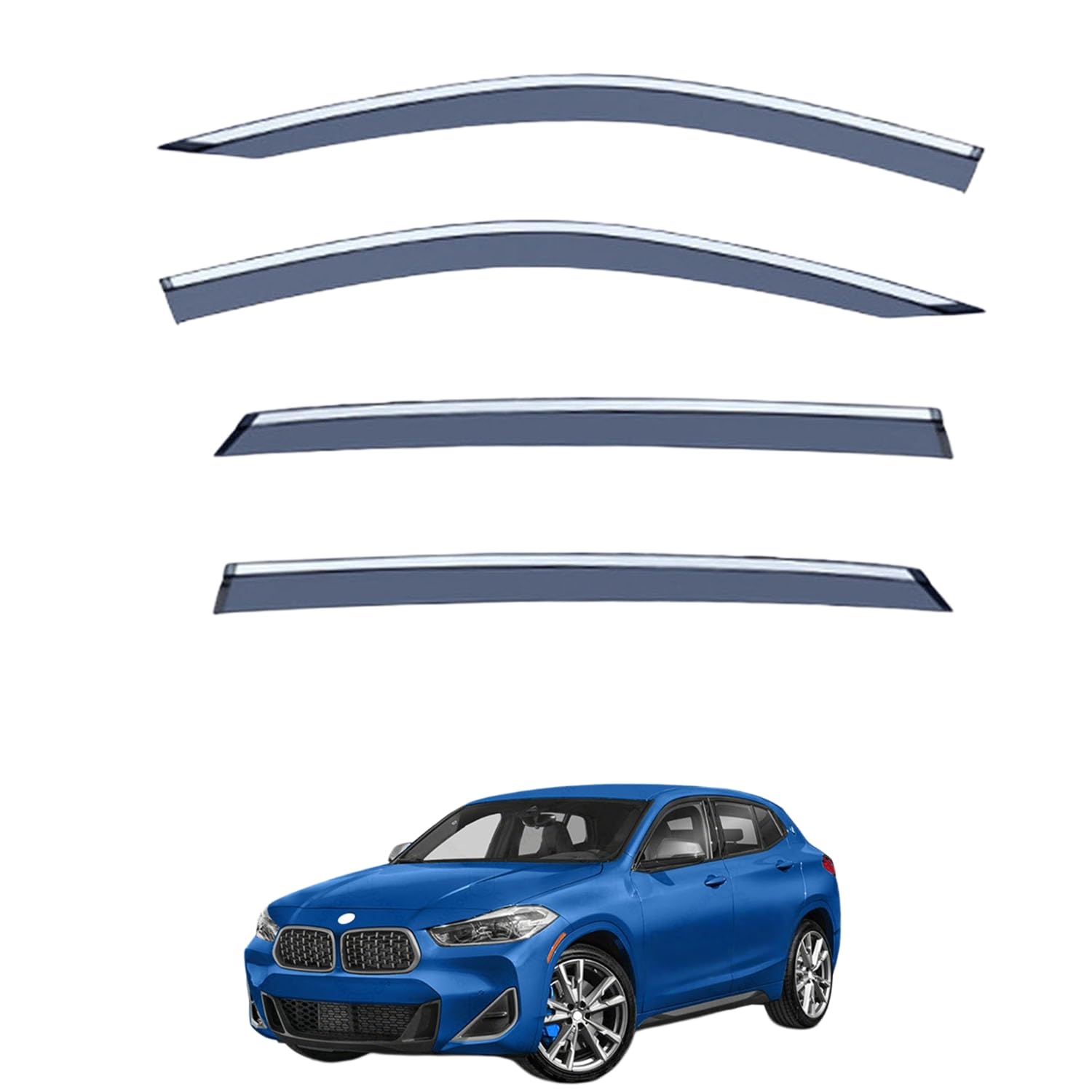 に適用 BMW X2 F39 2018-2023 専用 ドアバイザー 車用レインガード 厳選アクリル製 防雨性 風切り音軽減 カスタムカーパーツ サイドバイザーセット 日よけ対策 通年使用 車外装備品 傷防止 簡単装着 視界を遮らない 結露除去 雨天走行|ハッピーラッキーショップ