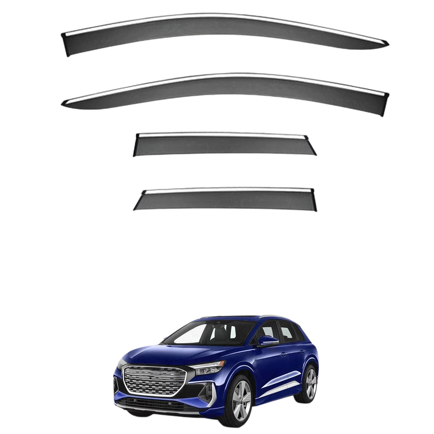 に適用 アウディ Q4 e-tron 2022+ 専用 ドアバイザー 車用レインガード 厳選アクリル製 防雨性 風切り音軽減 カスタムカーパーツ サイドバイザーセット 日よけ対策 通年使用 車外装備品 傷防止 簡単装着 視界を遮らない 結露除去 雨天走行｜ハッピーラッキーショップ