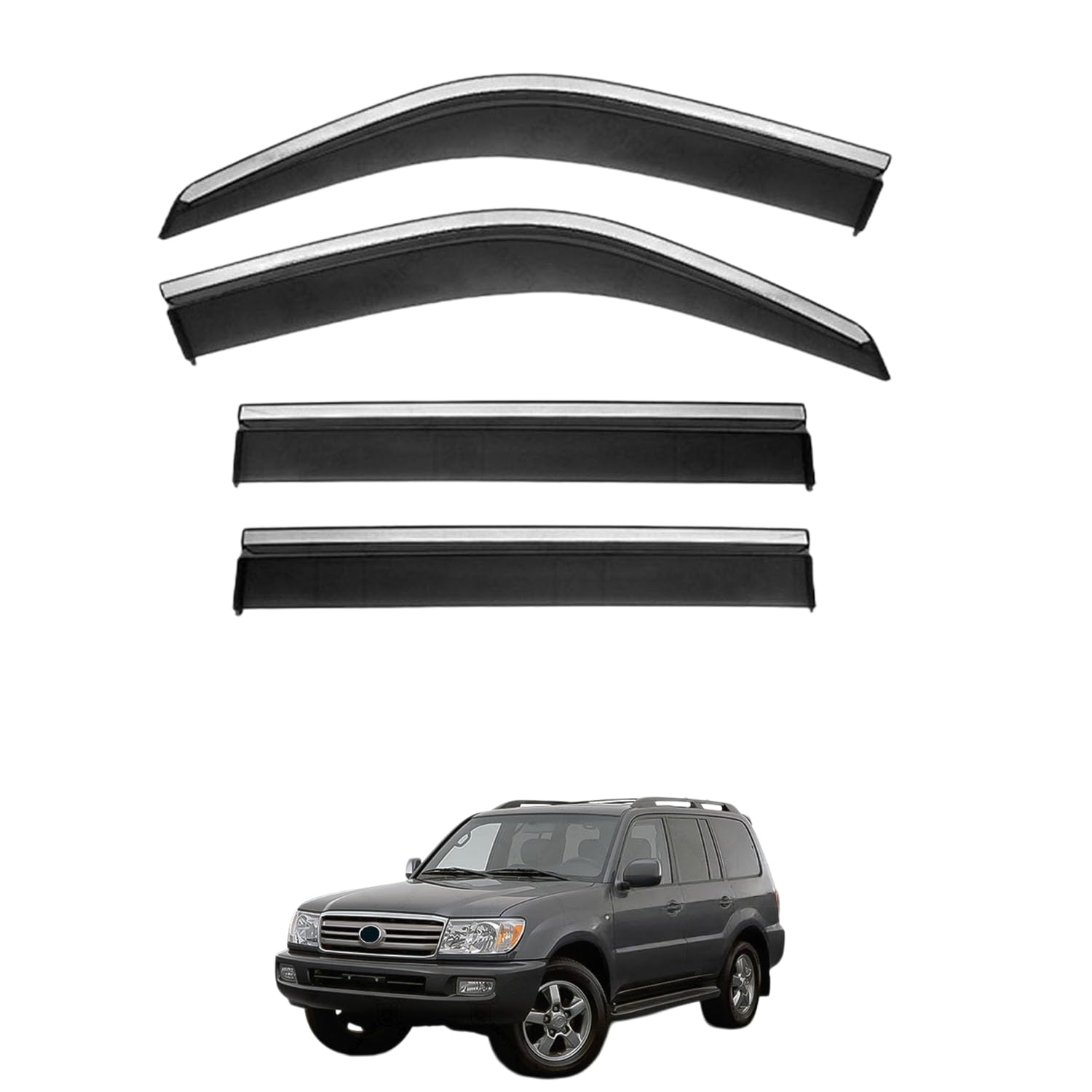 に適用 トヨタ ランドクルーザー100 1999-2007 専用 ドアバイザー 車用レインガード 厳選アクリル製 防雨性 風切り音軽減 カスタムカーパーツ サイドバイザーセット 日よけ対策 通年使用 車外装備品 傷防止 簡単装着 視界を遮らない 結露除去 雨天走行｜ハッピーラッキーショップ