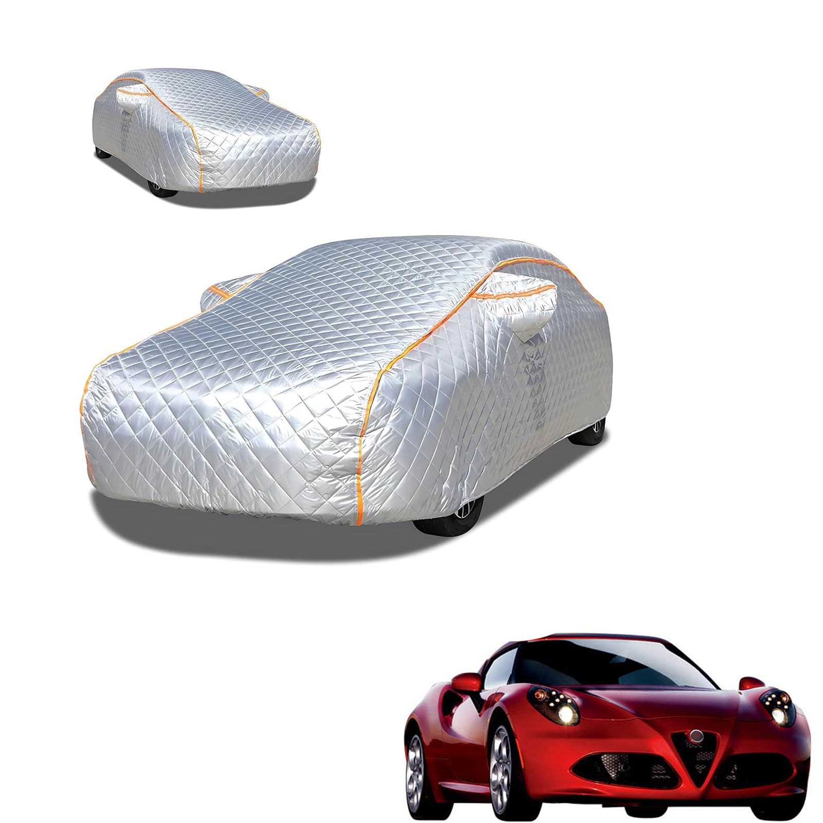 アルファロメオ アルファ ロメオ 4C 2014年7月～2020年4月 専用 極厚5層構造 車カバー 雹対策 ボディカバー 裏起毛 防水 撥水 防雪 紫外線対策 自動車カバー 凍結防止 黄砂 PM2.5 対策 四季対応 屋外 屋内 傷防止 丈夫 収納袋付き｜ハッピーラッキーショップ