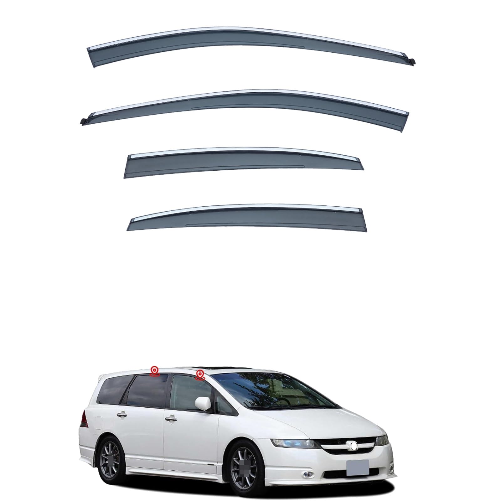 に適用 ホンダ オデッセイ Odyssey RB1 RB2(2003年~2008年) 車用サイドバイザー 専用 ドアバイザー ドア サイド ウインドウ バイザー サイドバイザー 車種専用設計 カーレインシールド トリムカバー 雨除け 換気 ドアバイザー 半透明 社外品 【4枚 】|ハッピーラッキーショップ