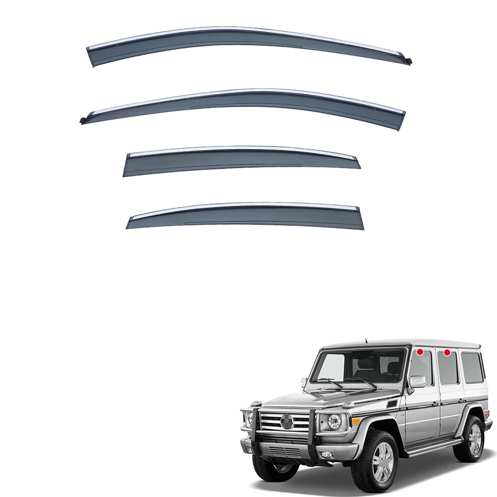 に適用 メルセデス?ベンツ Gクラス W461 W463 2004~2022年 車用サイドバイザー サイドバイザー 外装ドアバイザー レインシールド 車種専用設計 ウィンドウ バイザー 雨よけ バイザー カーパーツ ドアウィンドウバイザー厚手両面テー貼付式【4枚 】(W461 W463 04~18年)｜ハッピーラッキーショップ