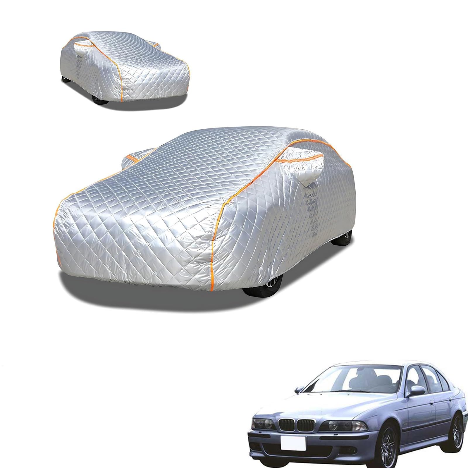BMW M5 E39 1999年4月～2004年10月 専用 極厚5層構造 車カバー 雹対策 ボディカバー 裏起毛 防水 撥水 防雪 紫外線対策 自動車カバー 凍結防止 黄砂 PM2.5 対策 四季対応 屋外 屋内 傷防止 丈夫 収納袋付き｜ハッピーラッキーショップ