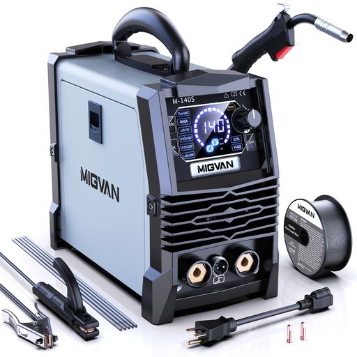 MIGVAN 溶接機 100v 200v兼用 ノンガス半自動 140A 使用率60% 1台3役 家庭用 半自動溶接機 板厚8mmまで ノンガスMIG アーク手棒 Lift TIG 溶接 DIYの溶接初心者向け インバーター搭載 安定アーク 電流｜HappyMasaya