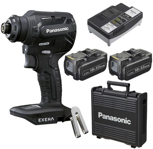 パナソニック(Panasonic) 充電ドリルドライバー EZ1DD2 スタンダードセット 【ONE ATTACH対応】 (18V 5.0Ah電池パックx2個/充電器/プラスチックケース付) EXENA デュアル(14.4V/18V対応) コンパクト｜HappyMasaya