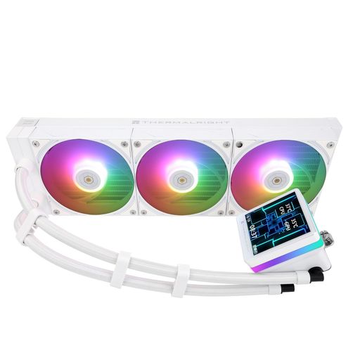 Thermalright Grand Vision 360 ARGB White CPU AIOクーラー、PC 360仕様ウォータークーラーシステム、480x480解像度と3.4インチのIPS液晶画面、AM4 / AM5&Intel LGA1700 /｜HappyMasaya