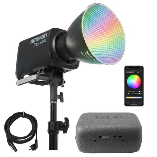 Amaran Ray 360c フルカラーRGBビデオライト、360W ボーエンスマウント対応、連続出力照明、色温度1,800K~20,000K、17,130Lux/1m、アプリ/DMX制御対応(写真撮影用)｜HappyMasaya
