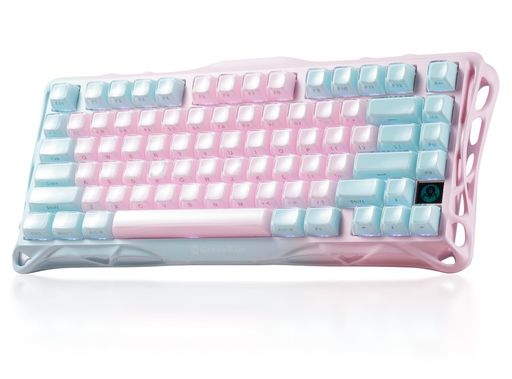 GravaStar K1 Lite かわいい ゲーミングキーボード 無線 ワイヤレス 75%レイアウト テンキーレス ホットスワップ対応 ガスケット搭載 Bluetooth 5.0/2.4G/有線接続 ピンクとブルーバイカラー プディ…|HappyMasaya