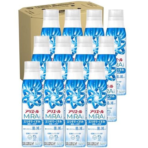 アリエール 洗濯洗剤 MiRAi 超濃縮コンパクト洗剤* エリそで・くすみ最高レベル洗浄* 本体ボトル 大 460gx12本 [ケース品]｜Happy night Rainbow