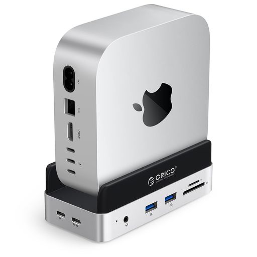 ORICOMiniDockMacminiM4専用スタンド&ドック|NVMeSSDエンクロージャー|6-IN-1USB3.2ハブ|10GbpsUSB-Ax2・SD/TFカードリーダー搭載MacminiM4/Pro対応