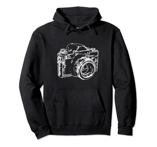 レトロなビンテージカメラアナログ写真カメラスケッチ写真 パーカー
