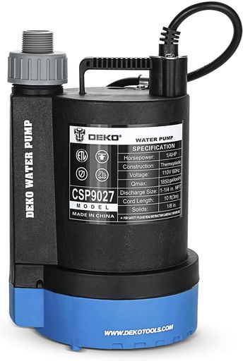 DEKO水中ポンプ底部入水式1/4HP循環ポンプ最大吐出量7000L/H最大揚程8M強力ポンプ汚水清水両用50/60Hz共用電動ポンプ水耕栽培水槽ウォーターポンプ水族館給水排水ポンプ