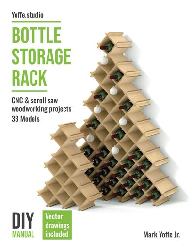Bottlestoragerack.DIYmanual.CNC&scrollsawwoodworkingprojects.33Models.:Christmassbottletree.Standingwooden