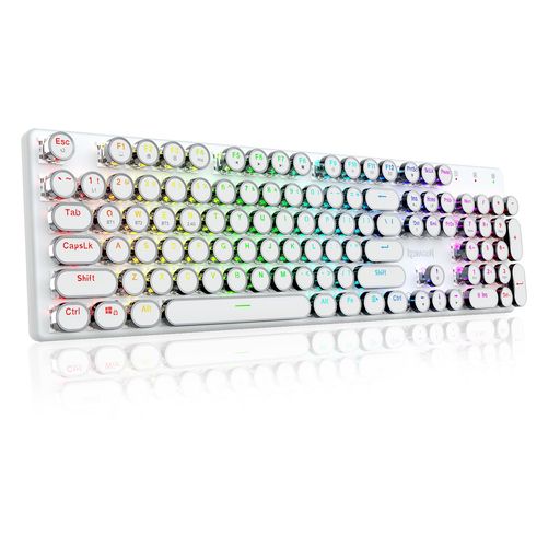 RedragonK710ワイヤレスタイプライター風メカニカルキーボードゲーミングキーボード青軸104キーUS配列(有線/BT/2.4GHz)クリッキーレトロ丸キーRGB充電式おしゃれWindows/Mac/PS5対応画像