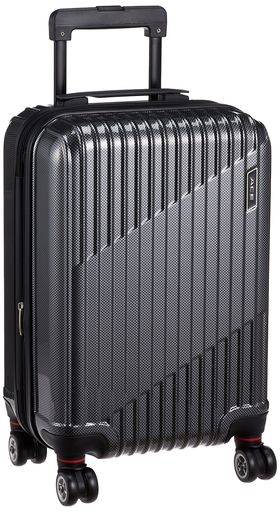 [はやりっ子]旅行バッグ双輪キャスターキャリーケースクレスタブラックカーボンS大きさ(機内持込)34/39L