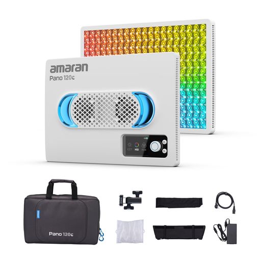 amaran Pano 120c Kit 120W RGBWW フルカラーLEDパネルライト 13,490lux高輝度 2,300K-10,000K調整可能 USB-C PD対応 軽量コンパクト設計 ワイヤレスアプリ制御 (ホワイト)｜Happy night Rainbow 35,098円