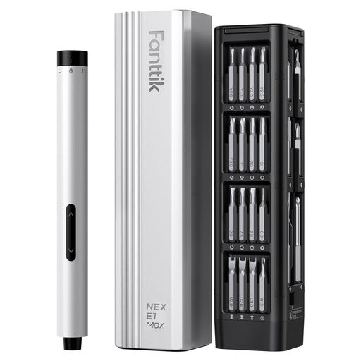 FanttikE1Max電動委しい１番ウッド50本マグネティックビット付き添い人委しい１番ウッド書き割り磁気納める容れもの六角ファスナーType-C申し受ける200RPM高正確性トルク陰電子備品スマホカメラ時辰儀取りつくろう用しろがね色
