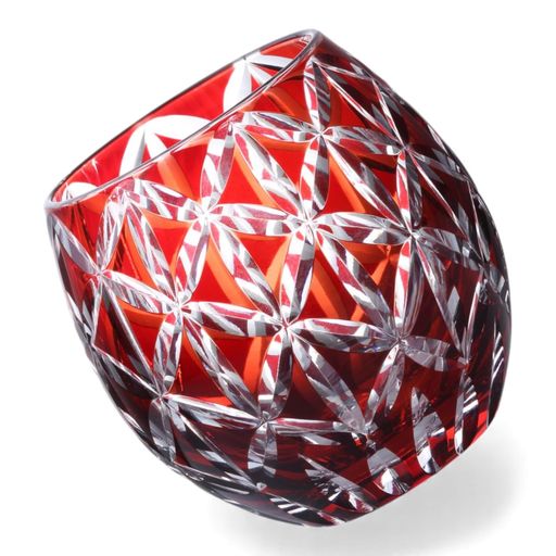 匠美風ディナーラグゼ切子エッグ型グラスカップΦ6.9x8.9cm350cc菱紋レッド煌雅PNO.332944