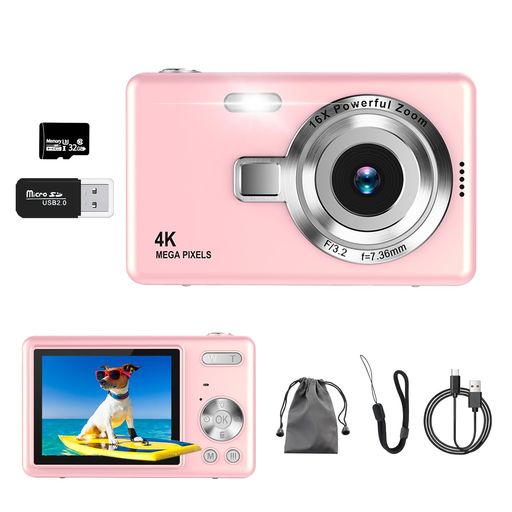 デジカメAcbaeta【4K動画撮影、5000万画素】デジタルカメラ32GBMicroSDカード付きAFオートフォーカスコンパクトカメラ2.7インチの大画面16倍ズームフラッシュ手振れ補正機能を備えていますウ…